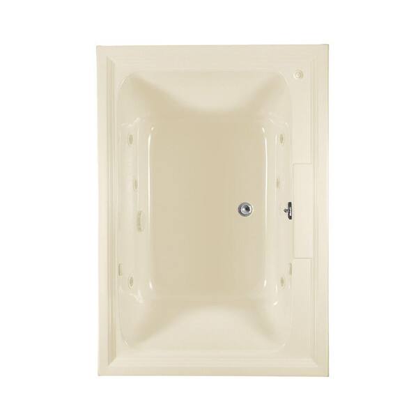 American Standard Town Square 6 ft. x 42 in. Center Drain EcoSilent Whirlpool Tub with Chroma Therapy in Linen