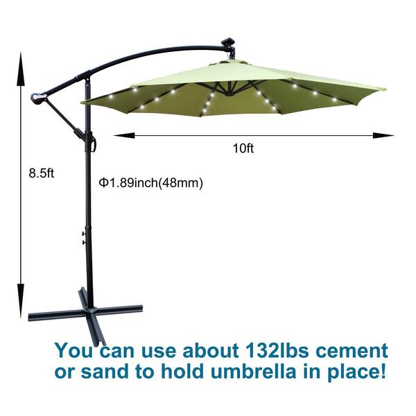 solol-todopasa model ソルオル solworks 10 ft. Lime Green Cantilever Patio Umbrella Solar Powered