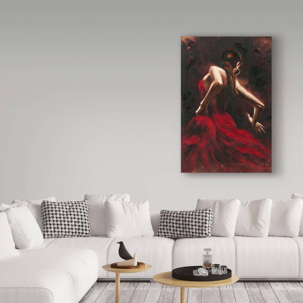 Antonio Flamenco Dancer Red Dress Canvas Wall Art 22" x 32"