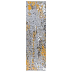 Modern Abstract Mustard 2 ft. x 7 ft. Area Rug