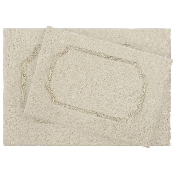 Unbranded Blossom Oatmeal Premium Extra Plush Race Track 2-Piece Bath Rug Set