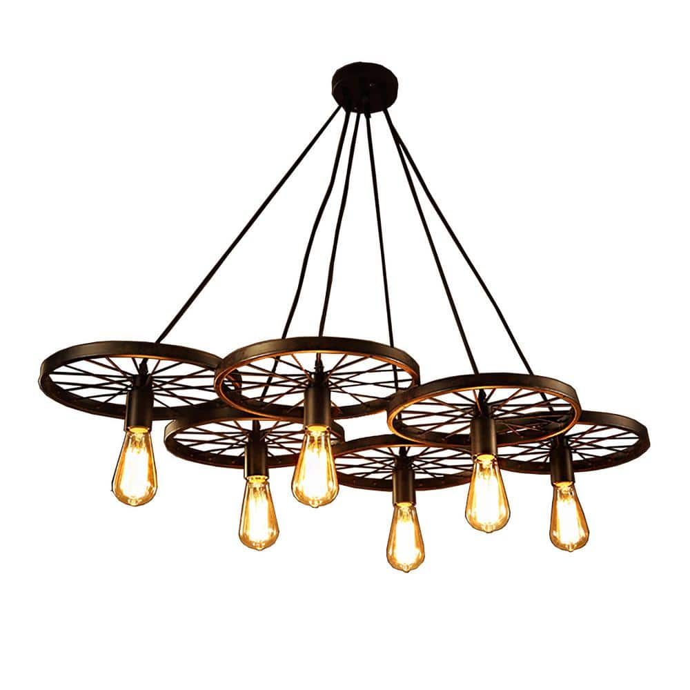 Vintage Multi-Tiered Edison Bulb Bronze Chandelier