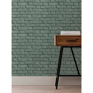 Cologne Green Painted Brick Strippable Roll (Covers 56.4 sq. ft.)