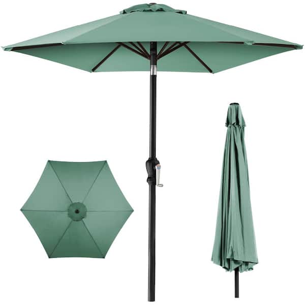Best Choice Products Seaglass 10 ft. Steel Market Patio Umbrella with Crank and Tilt