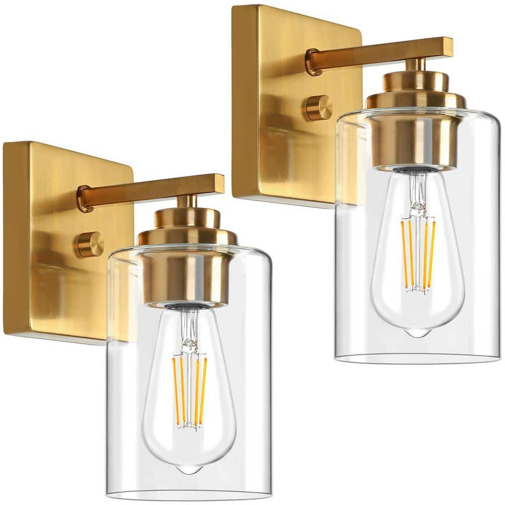 Nordic Hygge Set of 2 Bathroom Wall Sconces, Gold SH-B04014P-GD-2 - The ...