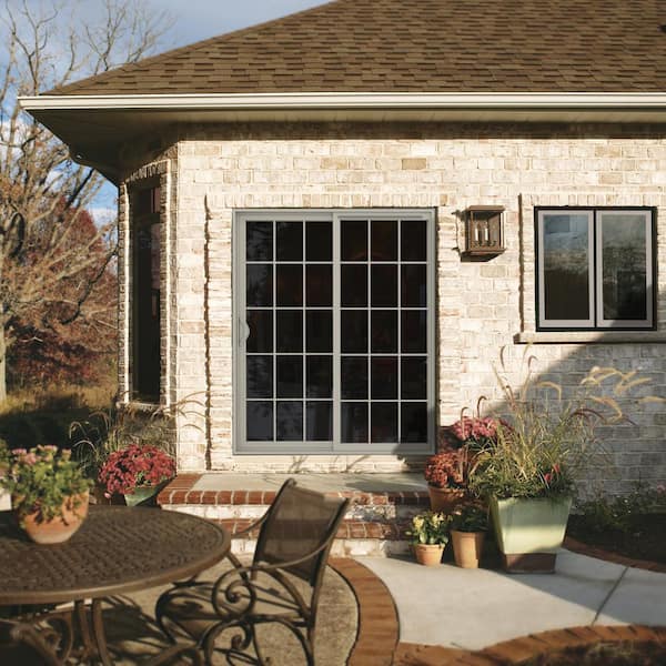 60 in. x 80 in. V-2500 Desert Sand Vinyl Left-Hand 15 Lite Sliding Patio Door