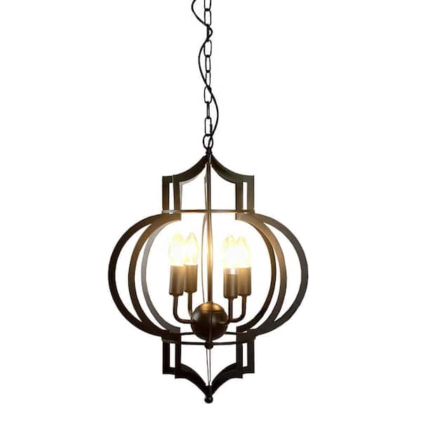 Warehouse of Tiffany Edison Addison Collection 4-Light Black Indoor Chandelier