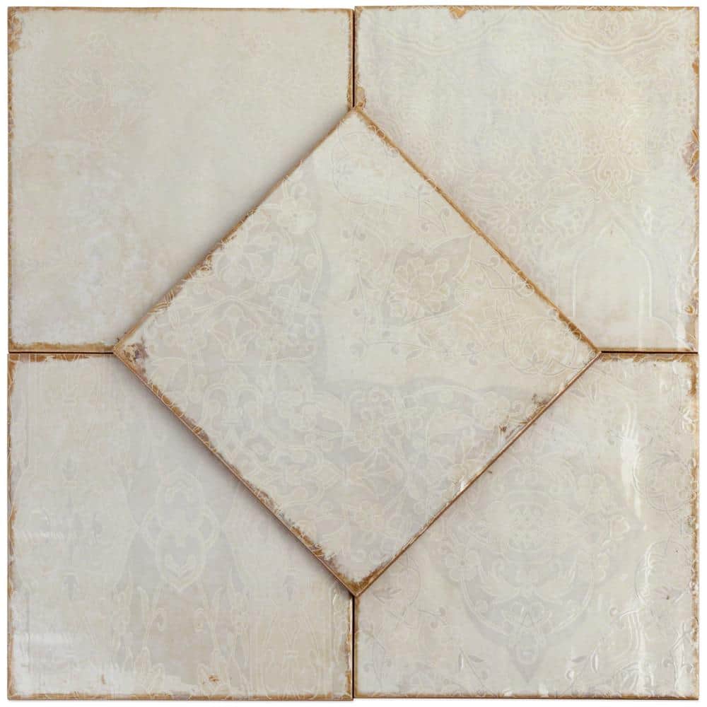 Angela Harris Distressed White Ceramic 8'' x 8'' Wall Tile