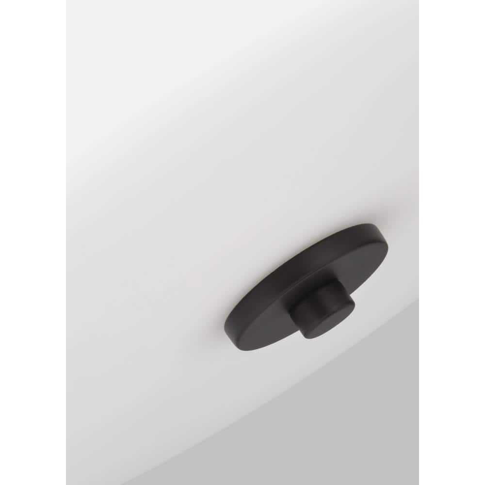 Kemal Midnight Black 3-Light Semi-Flush Ceiling Light with Etched White Glass