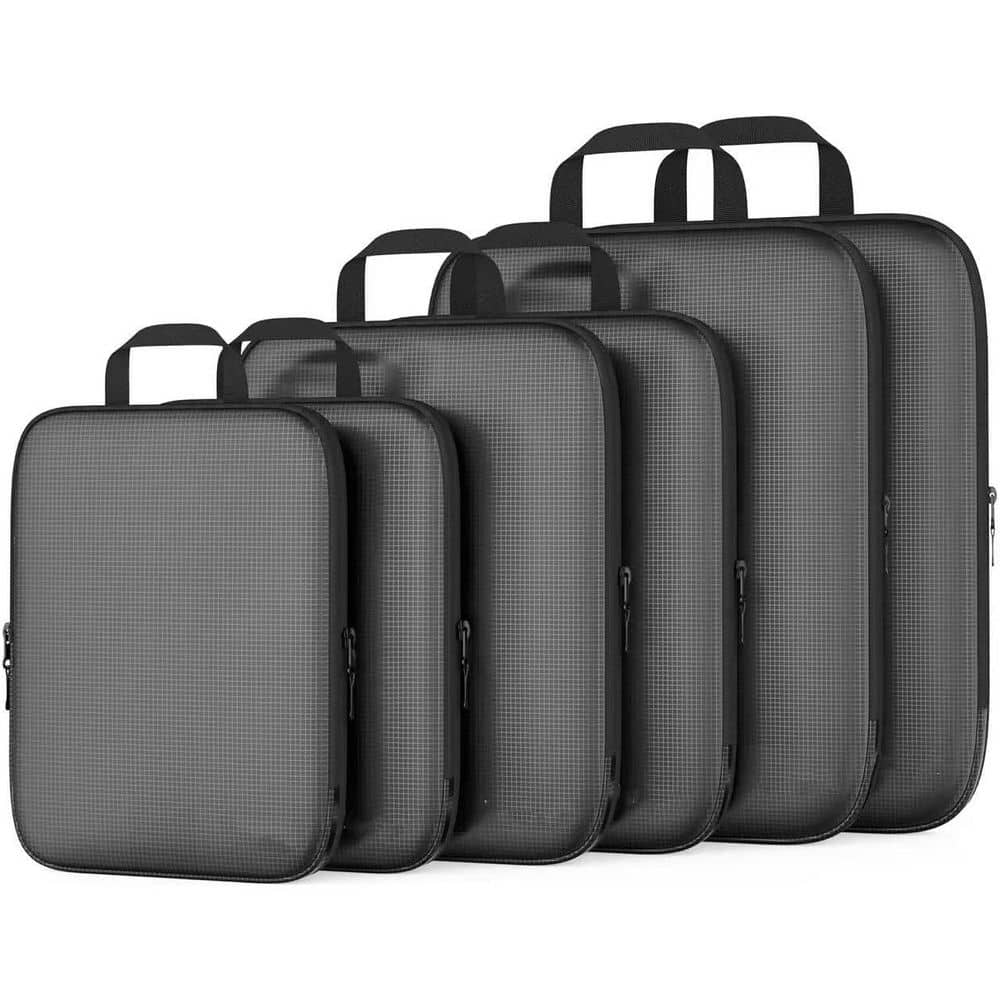 Black 6 PCS Compression Packing Cubes for Suitcases and Carry On, Luggage Organizer Bags for Travel Accessories price history on PriceWatchPro