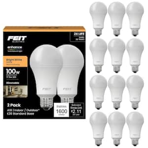 100-Watt Equivalent A19 Dimmable CEC Title 20/24 90 CRI E26 LED Light Bulb, Bright White 3000K(12-Pack)