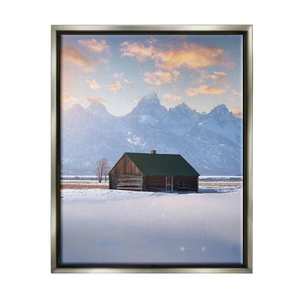 Stupell Industries Snowy Winter Cabin by Jared Kreiss 1-Piece Floater Frame Graphic Print Nature Poster Art Print 21 in. x 17 in.