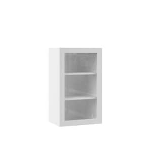 Designer Series Edgeley Assembled 18x30x12 in. Wall Kitchen Cabinet with Glass Door in White