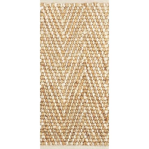 Meghan Handwoven Jute Ivory/Natural 3 ft. x 8 ft. Indoor Runner Rug