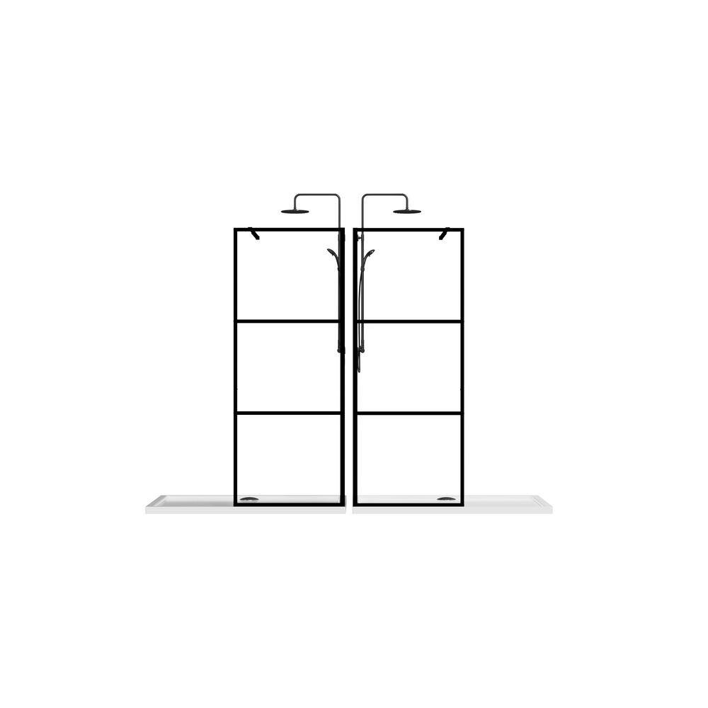 34 in. W x 72 in. H Frame Bathtub Screen Fixed Panel Shower Door in Matte B