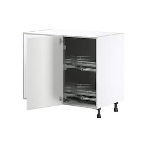 Alton 39 in. W x 24 in. D x 34.5 in. H Painted White Recessed Assembled Left Pullout Blind Base Corner Kitchen Cabinet