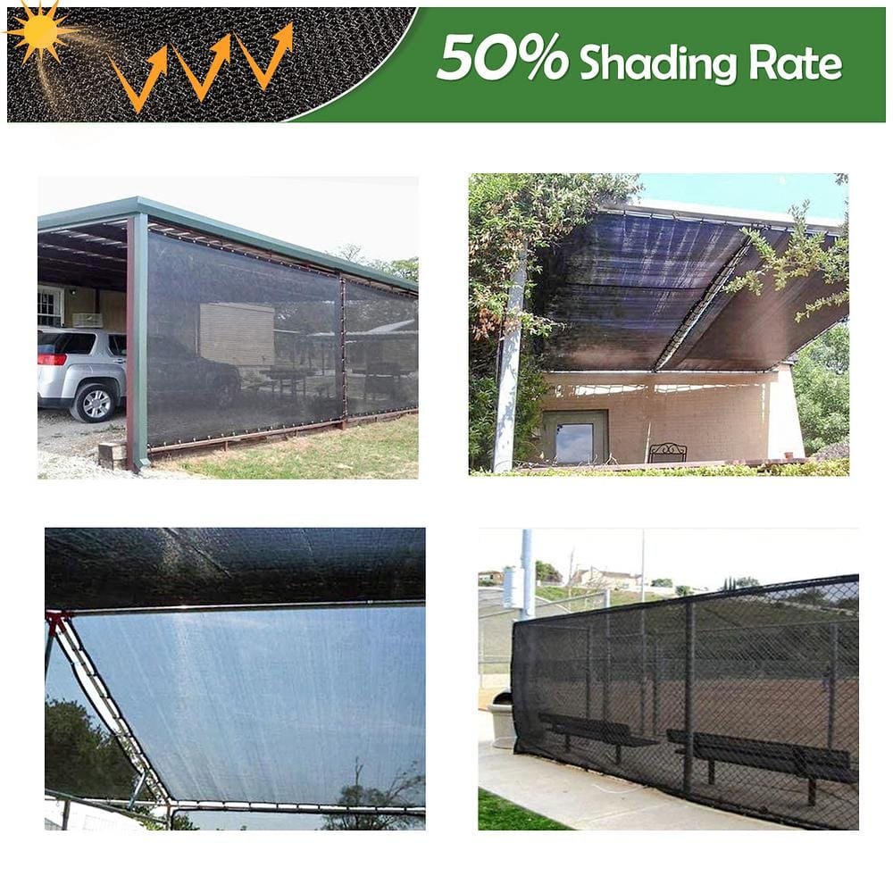 Bigroof 6 ft. x 10 ft. Black HDPE Sun-Block Shade Cloth