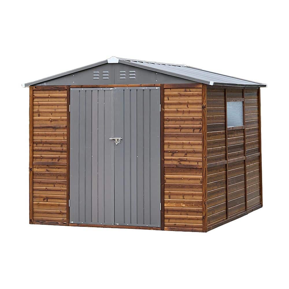 8 ft. W x 8 ft. D Wood Combination Garden Shed, Lockable Tool Sheds Storage