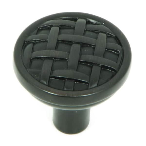 Stone Mill Hardware Basket Weave 1-3/8 in. Oil Rubbed Bronze Round Cabinet Knob (10-Pack)