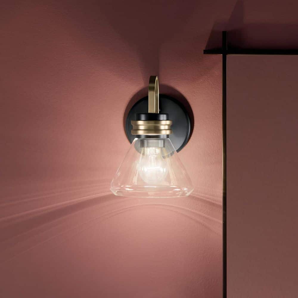 Farum 9.5 in. 1-Light Wall Sconce with Clear Glass in Black price history on PriceWatchPro