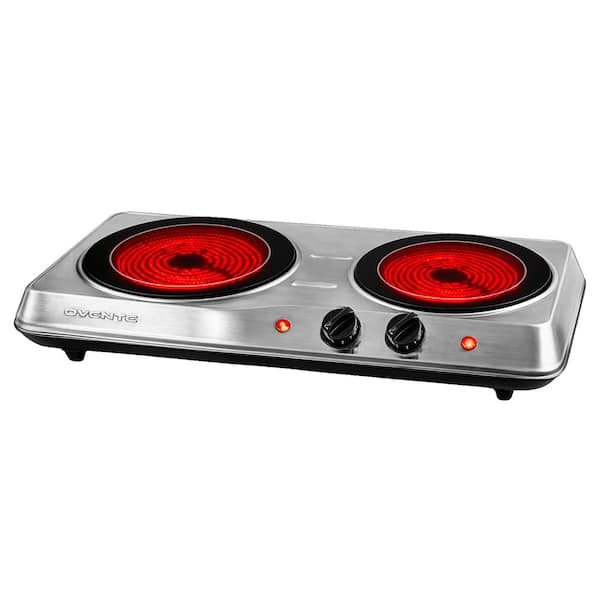 Double Infrared Burner 7.75 in. and 6.75 in. Silver Hot Plate
