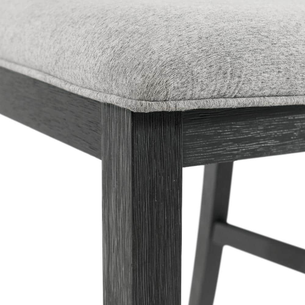 Ladderback Black Wood Side Chair with Grey Upholstered Seat