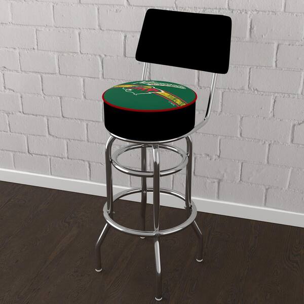 Minnesota Wild Logo 31 in. Green Low Back Metal Bar Stool with Vinyl