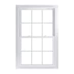 33.75 in. x 52.75 in. 70 Series Low-E Argon Glass Double Hung White Vinyl Fin with J Window with Grids, Screen Incl