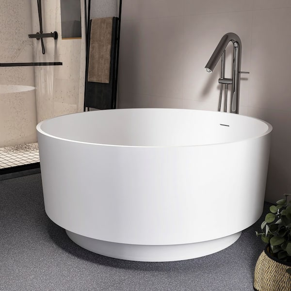 Xspracer Moray 49 in. x 49 in. Stone Resin Flatbottom Round Solid