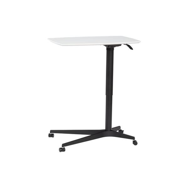 Nyhus 27.5 in. Rectangular White / Black Lift Table Laptop Desk with Locking Casters