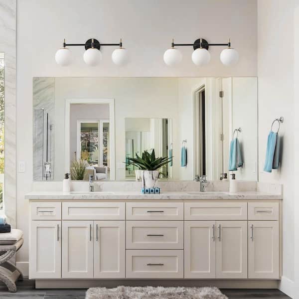 aiwen 22.05 in. Modern 3-Light Black and Gold Vanity Light