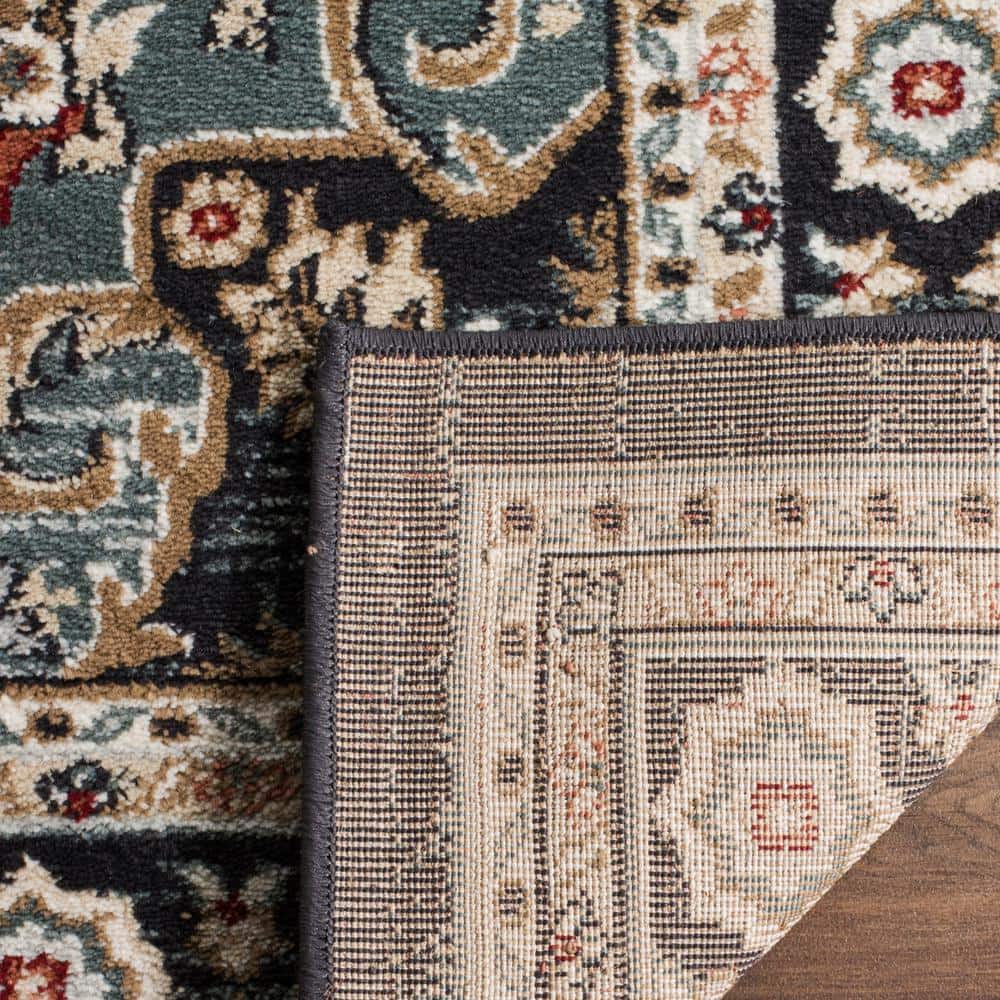 Anthracite Teal Square Synthetic 7' Easy Care Area Rug