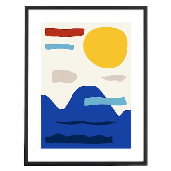 SAFAVIEH Yellowstone Blues Framed Mixed Media Abstract Wall Art 4 in. x 21 in.