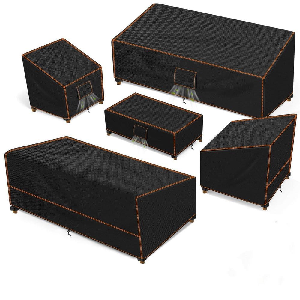 5 Piece Patio Furniture Set Covers for Outdoor, XXX-Large, Black Waterproof Outdoor Furniture Covers Dual Windproof price history on PriceWatchPro