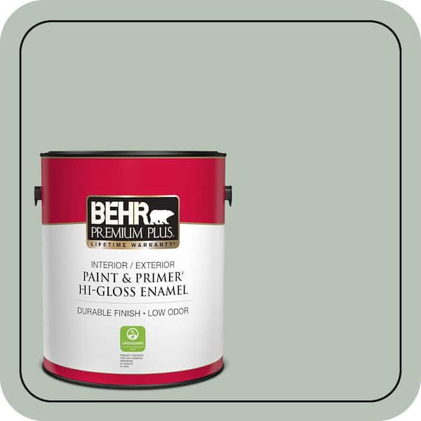 BEHR PREMIUM PLUS 1 gal. #MQ6-18 Recycled Glass Hi-Gloss Enamel Interior/Exterior Paint & Primer