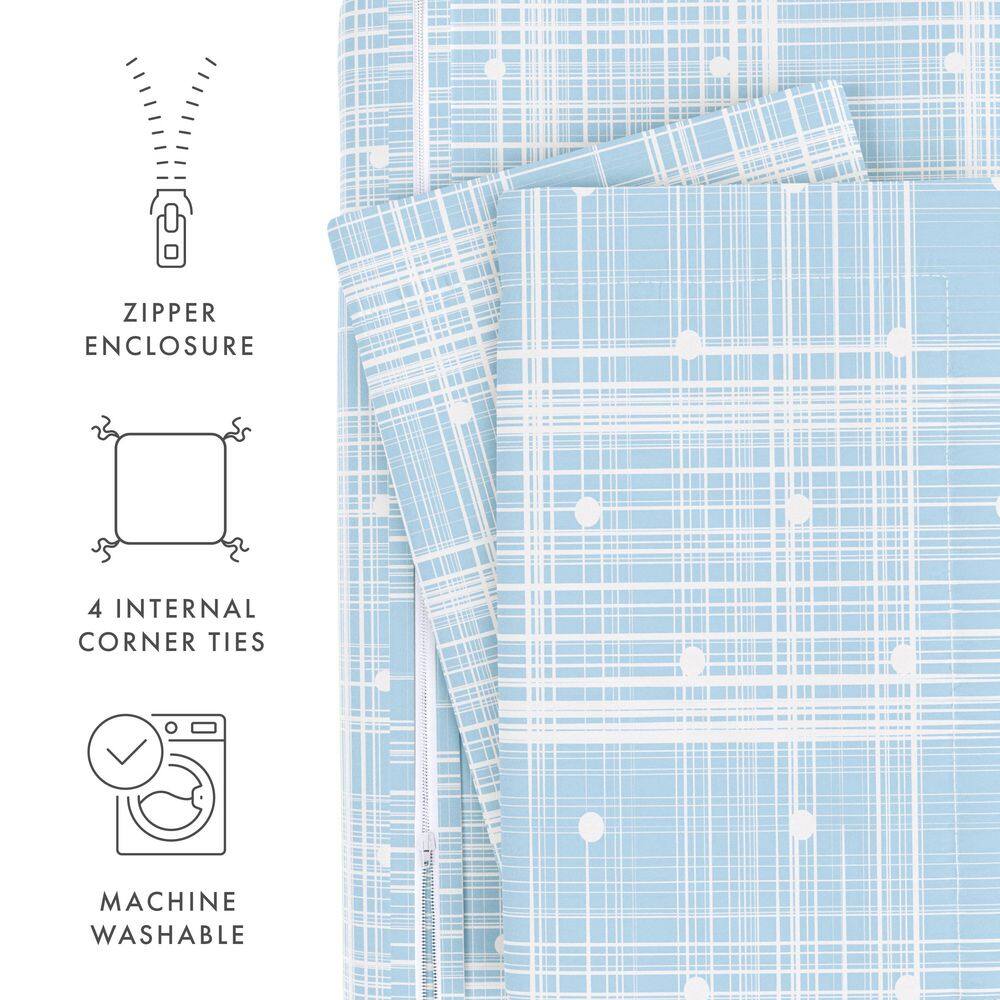Aqua Polka Dot Microfiber Queen Bedspread Cover Set