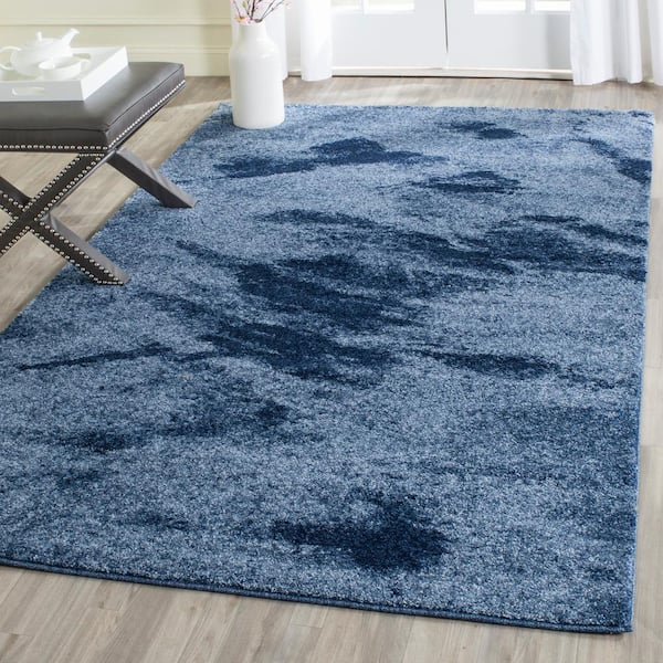 Retro Light Blue/Blue Doormat 3 ft. x 5 ft. Gradient Area Rug
