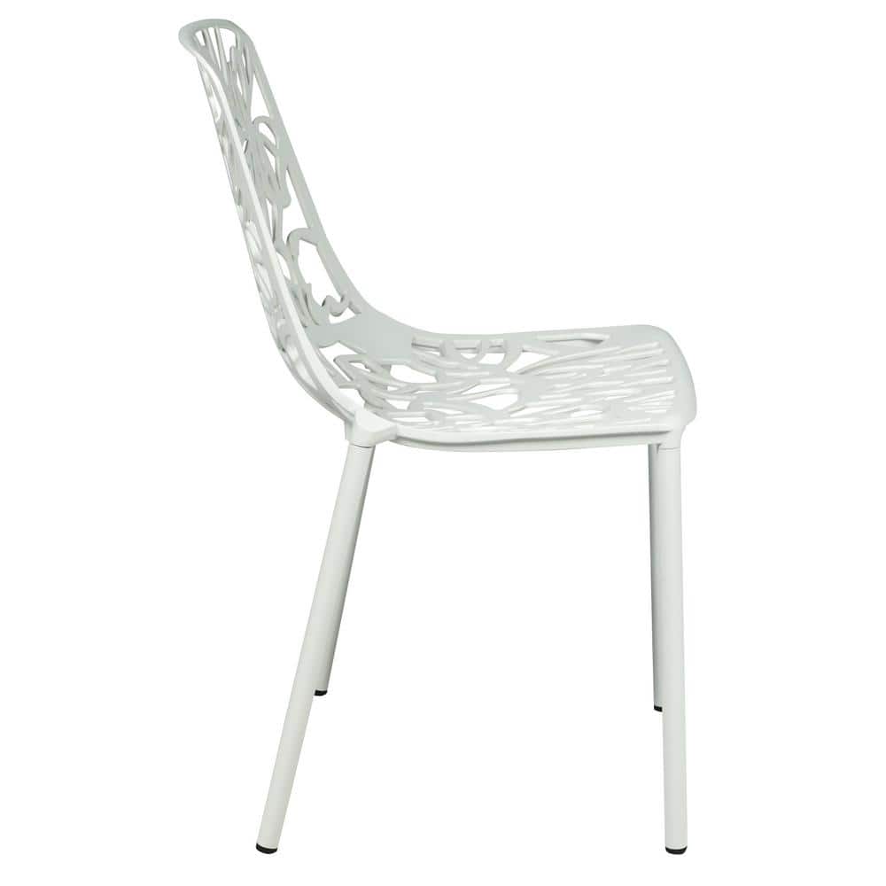Elegant Modern Devon Aluminum White Side Chair with Cut-Out Design