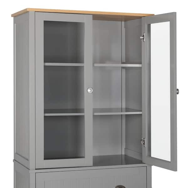 MAGINELS Plastic Storage Cabinets Pantry Cabinet with Doors and Shelves, 6  Cube Grey