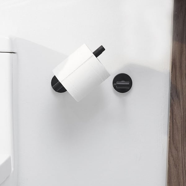 Fixsen Matte Black Toilet Paper Holder Bathroom Double Post Pivoting Tissue  Roll Holder Stainless Steel and Zinc Alloy Wall Mount Detachable 1pc