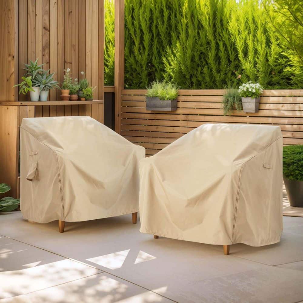 Beige Patio Chair Cover,Outdoor Lounge Seat Lawn Chair Cover,Patio Chair Co