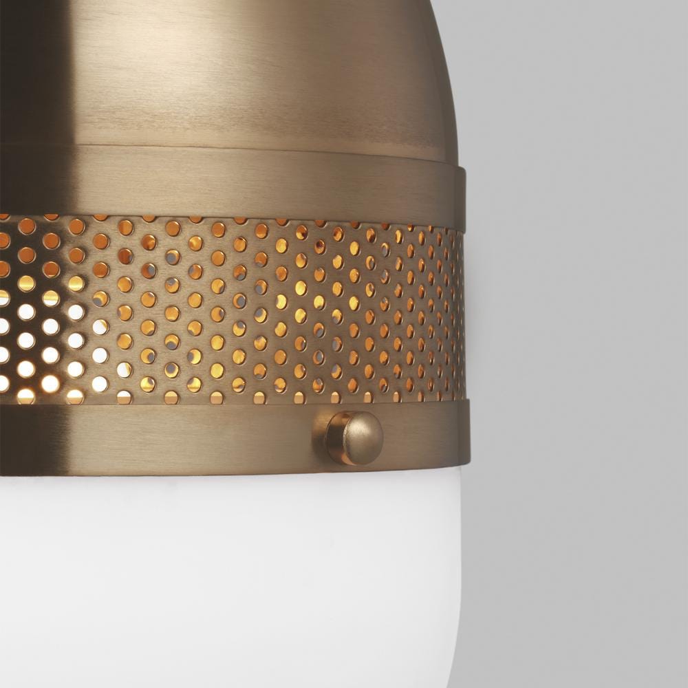 Bea Satin Brass Globe Pendant with Etched Opal Glass Shade