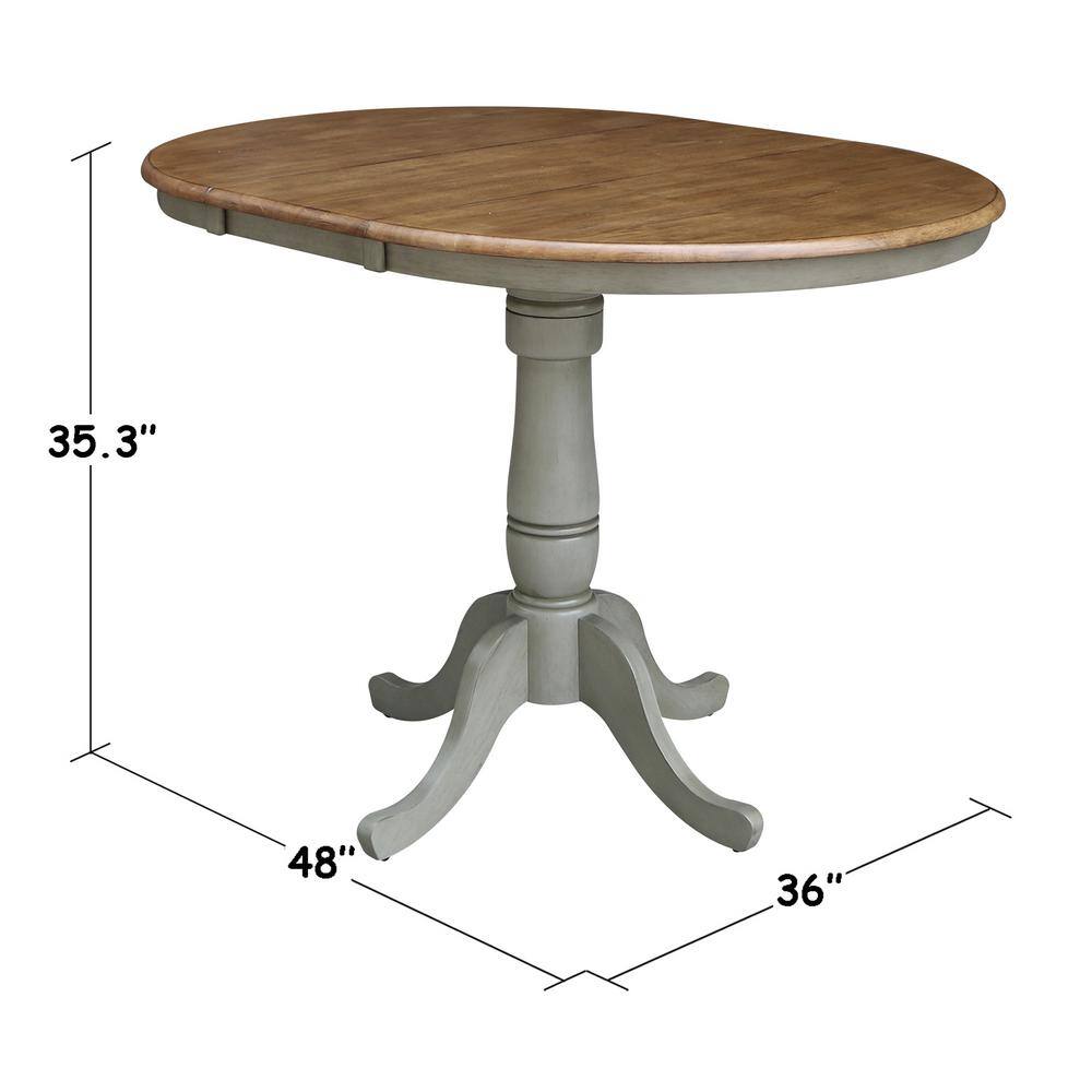 Hickory & Stone 36"-48" Extendable Oval Dining Set with 4 Chairs