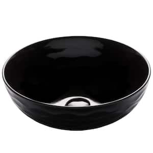 Viva 16-1/2 in. Round Porcelain Ceramic Vessel Sink in Black
