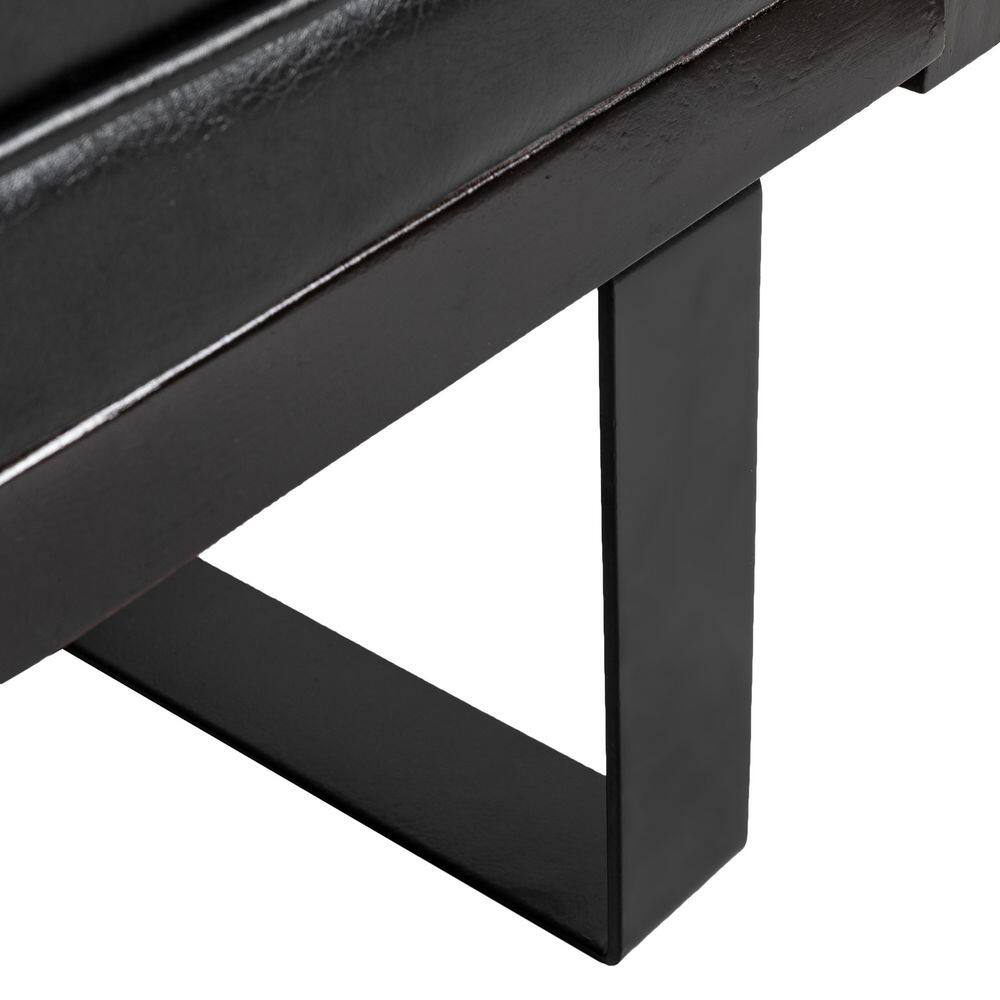 Midnight Black Faux Leather Tufted 2-Seat Loveseat