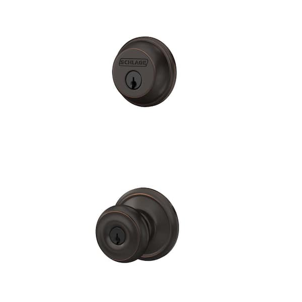 Schlage Georgian Aged Bronze Single Cylinder Deadbolt and