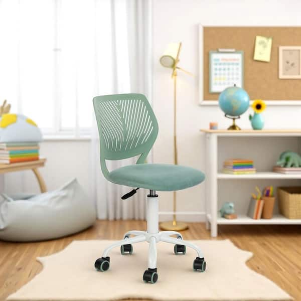 CARNAT Mint Green Ergonomic Kids Desk Chair Adjustable Height Swivel Study Chair with Breathable Plastic Back