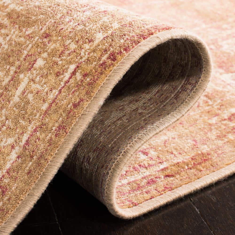Vintage Taupe Square Viscose Area Rug with Distressed Pattern