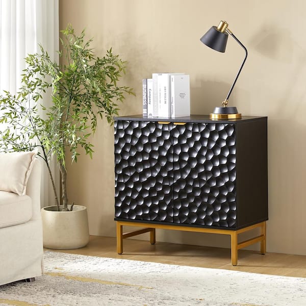 JAYDEN CREATION Kai Black Modern 2-Door Wood Sideboard with Adjustable Shelves and Feet