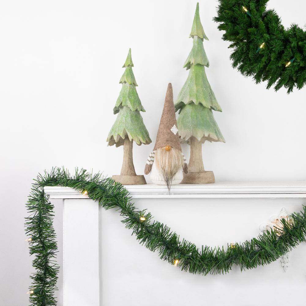 18' Green Pre-Lit Pine Christmas Garland with Warm White LED Lights